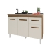 Balcão Armário Gabinete Para Pia de Cozinha 118 cm Aline 3 Portas e 1 Gaveta Savana Off White