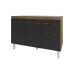 Balcão Armário Gabinete Para Pia de Cozinha 118 cm Aline 3 Portas e 1 Gaveta Savana Preto