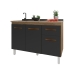 Balcão Armário Gabinete Para Pia de Cozinha 118 cm Aline 3 Portas e 1 Gaveta Savana Preto