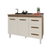 Balcão Armário Gabinete Para Pia de Cozinha 118 cm Bruna 2 Portas e 3 Gaveta Savana Off White