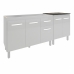 Armário Cozinha Gabinete Pia de 120 cm Aline e Balcão Fran para Cooktop 4 Bocas Branco