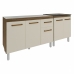 Armário Cozinha Gabinete Pia de 120 cm Aline e Balcão Fran para Cooktop 4 Bocas Savana Off White