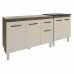 Armário Cozinha Gabinete Pia de 120 cm Aline e Balcão Fran para Cooktop 5 Bocas Savana Off White