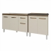 Armário Cozinha Gabinete Pia de 120 cm Aline e Balcão Fran para Cooktop 5 Bocas Savana Off White