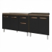 Armário Cozinha Gabinete Pia de 120 cm Aline e Balcão Fran para Cooktop 5 Bocas Savana Preto