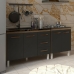Armário Cozinha Gabinete Pia de 120 cm Bruna e Balcão Fran para Cooktop 4 Bocas Savana Preto
