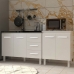 Armário Cozinha Gabinete Pia de 120 cm Bruna e Balcão Jane para Forno Elétrico ou Microondas Branco