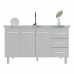 Balcão Armário Cozinha Gabinete Pia de 140 cm Carine com 3 Portas e 3 Gavetas Branco