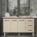 Balc&atilde;o Arm&aacute;rio Cozinha Gabinete Pia de 140 cm Carine com 3 Portas e 3 Gavetas Savana Off White
