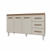 Balc&atilde;o Arm&aacute;rio Cozinha Gabinete Pia de 140 cm Carine com 3 Portas e 3 Gavetas Savana Off White