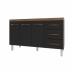 Balcão Armário Cozinha Gabinete Pia de 140 cm Carine com 3 Portas e 3 Gavetas Savana Preto