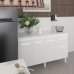 Balcão Cozinha Armário Gabinete Camila Branco Com Tampo Tampão 140 cm Mobília Decor Branco