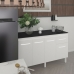 Balcão Cozinha Armário Gabinete Camila Branco Com Tampo Tampão 140 cm Mobília Decor Preto