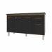 Balcão Cozinha Armário Gabinete Camila Savana Preto Com Tampo Tampão 140 cm Mobília Decor Preto