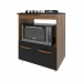 Balcão Armário de Cozinha para Fogão Cooktop 4 Bocas e Forno Elétrico Evelyn Mobília Decor Savana Preto