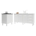 Balcão Cozinha Gabinete Para Pia 138 cm Carine e Balcão Para Cooktop 4 Bocas Fran Branco