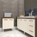 Balc&atilde;o Cozinha Gabinete Para Pia 138 cm Carine e Balc&atilde;o Jane Para Microondas ou Forno El&eacute;trico Savana Off White