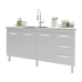 Balcão Armário Cozinha Gabinete para Pia 148 cm 3 Gavetas e 3 Portas Deise Branco