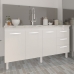 Balcão Armário Cozinha Gabinete para Pia 148 cm 3 Gavetas e 3 Portas Deise Branco