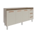 Balcão Cozinha Armário Gabinete para Pia 157 cm 3 Portas e 3 Gavetas Estela Savana Off White