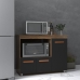 Balcão Armário Gabinete de Cozinha Para Microondas e Forno Elétrico 3 Portas Lilian Mobília Decor Savana Preto