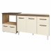 Cozinha Armário Balcão Gabinete de Pia Aline 120 cm e Balcão Evelyn para Fogão Cooktop 4 Bocas e Forno Savana Off White