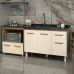 Cozinha Armário Balcão Gabinete de Pia Aline 120 cm e Balcão Evelyn para Fogão Cooktop 4 Bocas e Forno Savana Off White