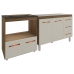Balcão Armário Cozinha Gabinete de Pia 120 cm Bruna e Balcão para Fogão Cooktop 4 Bocas e Forno Evelyn Savana Off White