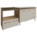 Balcão Armário Cozinha Gabinete de Pia 120 cm Bruna e Balcão para Fogão Cooktop 5 Bocas e Forno Evelyn Savana Off White
