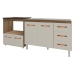 Balcão Armário Cozinha Gabinete de Pia 120 cm Bruna e Balcão para Fogão Cooktop 5 Bocas e Forno Evelyn Savana Off White