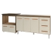 Armário Balcão Gabinete de Pia 140cm Carine e Balcão Para Fogão Cooktop 4 Bocas e Forno Elétrico Evelyn Savana Off White