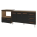 Armário Balcão Gabinete de Pia 140 cm Carine e Balcão Para Fogão Cooktop 4 Bocas e Forno Elétrico Evelyn Savana Preto