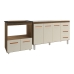 Armário Balcão Gabinete de Pia 140cm Carine e Balcão Para Fogão Cooktop 5 Bocas e Forno Elétrico Evelyn Savana Off White