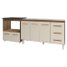 Armário Balcão Gabinete de Pia 140cm Carine e Balcão Para Fogão Cooktop 5 Bocas e Forno Elétrico Evelyn Savana Off White