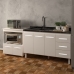 Armário Cozinha Balcão Gabinete de Pia 140 cm Carine e Balcão Para Microondas e Forno Elétrico Amanda Branco