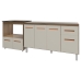 Balc&atilde;o Cozinha Gabinete de Pia 140cm Camila e Balc&atilde;o Evelyn Para Fog&atilde;o Cooktop 4 Bocas e Forno El&eacute;trico Savana Off White