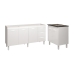 Cozinha Balcão Armário Gabinete de Pia 150 cm Deise e Balcão Fran para Fogão Cooktop 4 Bocas Branco