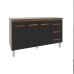 Armário Deise Cozinha Gabinete de Pia 150 cm Savana Preto e Tampo Tampão 150 cm Mobília Decor Savana