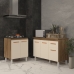 Balcão Para Cooktop 4 Bocas Fran e Armário Aline 118 cm Cozinha Gabinete Savana Off White com Tampo Tampão