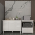 Balcão Armário Gabinete Aline 118 cm com Tampo Tampão e Balcão Amanda para Forno e Microondas Branco