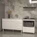 Gabinete Armário Carine 138 cm com Tampo Tampão e Balcão Evelyn Para cooktop 4 Bocas Branco