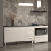 Gabinete Armário Carine 138 cm com Tampo Tampão e Balcão Evelyn Para cooktop 4 Bocas Branco e Preto