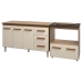Gabinete Armário Carine 138 cm com Tampo Tampão e Balcão Evelyn Para cooktop 4 Bocas Savana e Off White