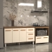 Gabinete Armário Carine 138 cm com Tampo Tampão e Balcão Evelyn Para cooktop 4 Bocas Savana e Off White