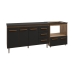 Gabinete Armário Carine 138 cm com Tampo Tampão e Balcão Evelyn Para cooktop 4 Bocas Savana e Preto