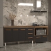 Gabinete Armário Carine 138 cm com Tampo Tampão e Balcão Evelyn Para cooktop 4 Bocas Savana com Preto