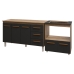 Gabinete Armário Carine 138 cm com Tampo Tampão e Balcão Evelyn Para cooktop 4 Bocas Savana com Preto