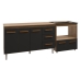 Gabinete Armário Carine 138 cm com Tampo Tampão e Balcão Evelyn Para cooktop 4 Bocas Savana com Preto