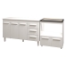 Gabinete Armário Carine 138 cm com Tampo Tampão e Balcão Evelyn Para cooktop 5 Bocas Branco