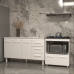 Gabinete Armário Carine 138 cm com Tampo Tampão e Balcão Evelyn Para cooktop 5 Bocas Branco